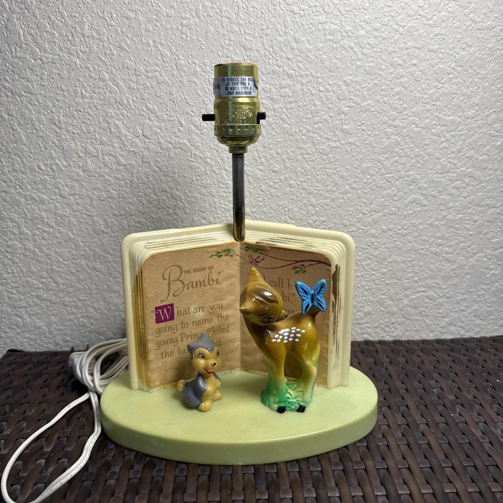 VTG Dolly Toy Co Bambi Deer Retro  Lamp Forest Cottage No Shade